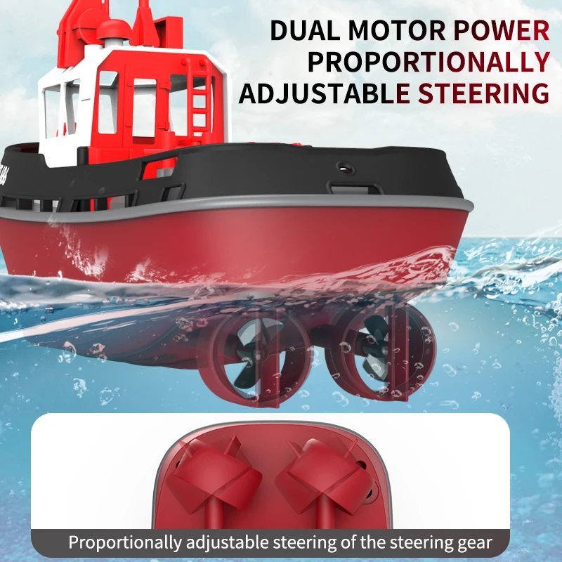 SJY-TX686 Mini 2.4G 1/72 scale Anti-collision Fuselage 8km/h High Speed Boat 15min Kids Simulation Ship Model Tugboat Towboat
