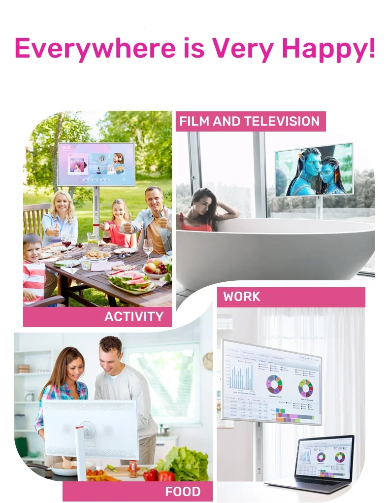 LCD 5H Battery Life Rechargeable 21.5 24 27 32 Inches Smart Touch Screen Wireless Android Interactive Display Portable TV