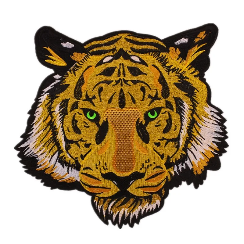 Custom fashion Big Tiger Fabric Patch Embroidery Sew On Patches For Clothing DIY Decoration Clothes Stickers Applique Badge