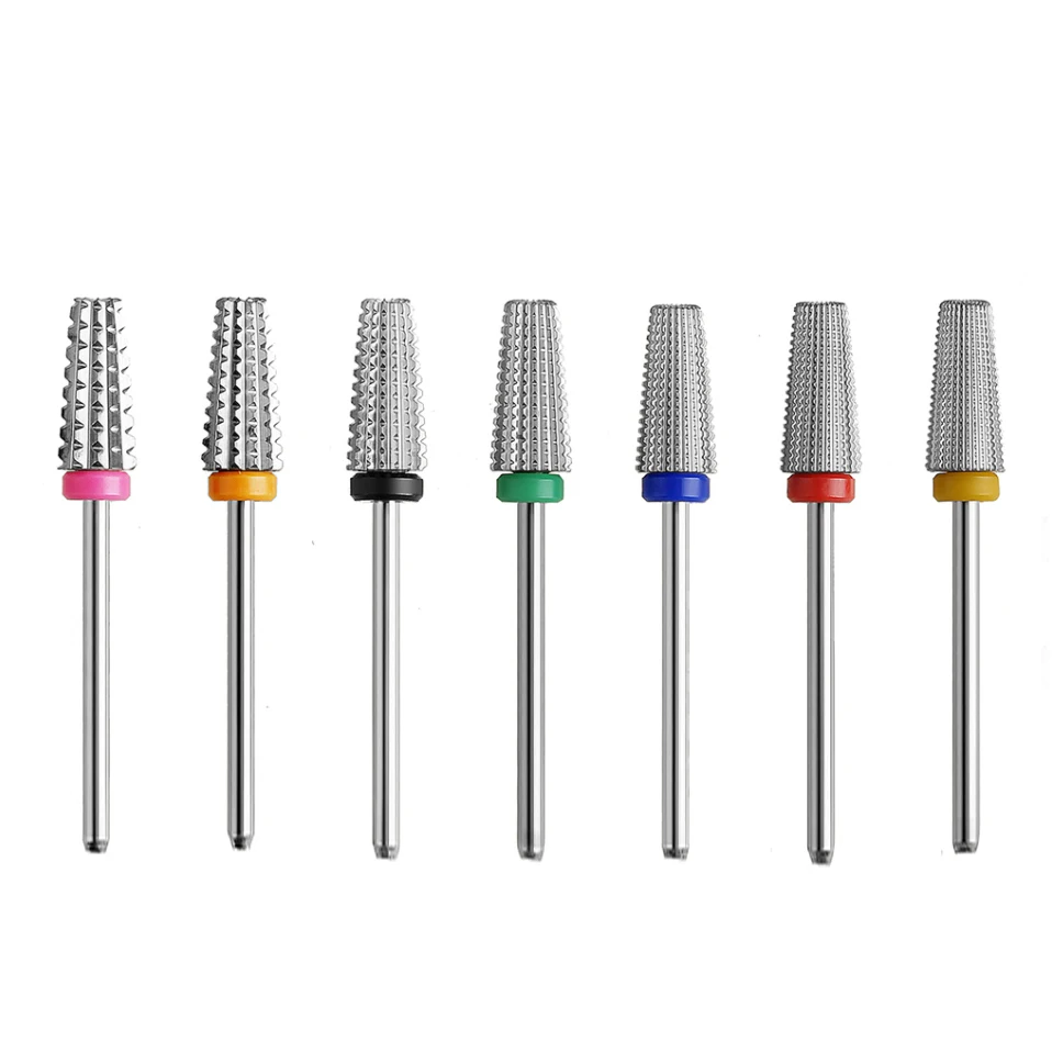 5 in one gold 3/32 inch shank drill bits cuticle nail logo customized nail bits