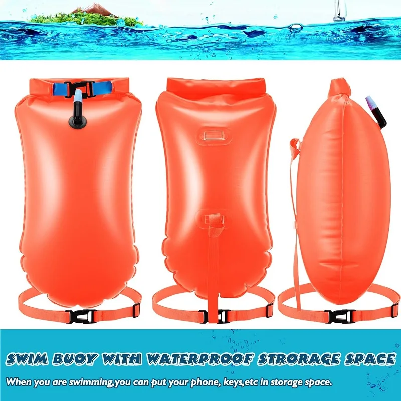 Swim Buoy Open Water Inflatable Swim Safety Float with Adjustable Waist Belt for Swimming Kayaking Training