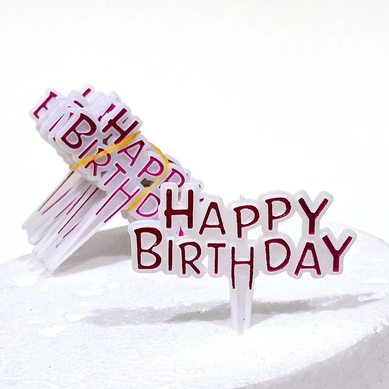 Mini Colorful Plastic Happy Birthday Accessories Cupcake Baking Dessert Cake Decoration Birthday Party Cake Topper