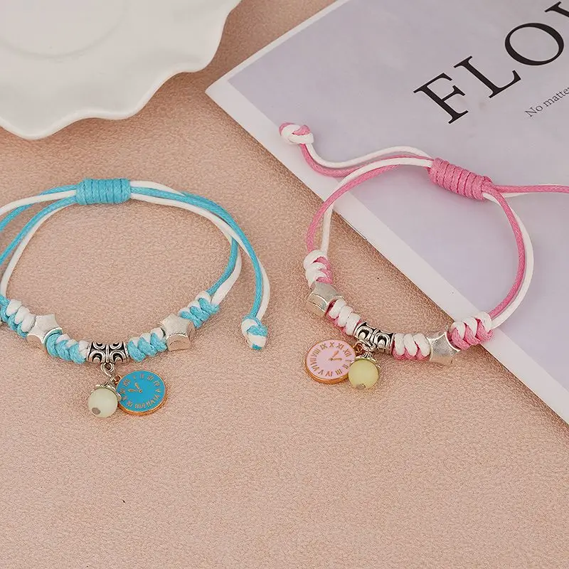 Fashion Cartoon Cat Pendants Splice  Luminous Bead Couple Bracelet Charm Women Men Gifts KIB153