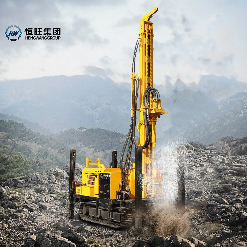 Hengwang cheap price 300 Meters Track Mounted Drilling Rig with Air compressor
