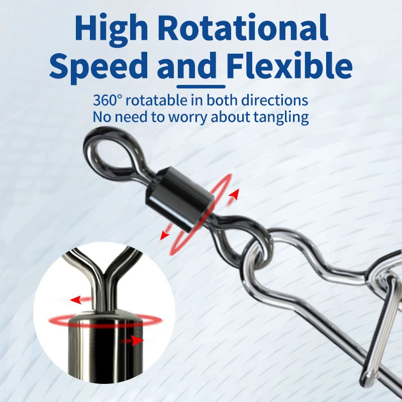 Stainless Steel Fishing Connector Pin Bearing Rolling Swivel Snap in Box Fishing Tackle Accessories For Lure Hook