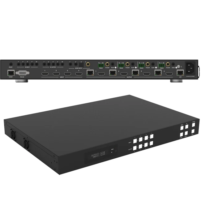 4x4  HDMI 2.0 Matrix Switcher Extender 4K UHD HDR10 POC RS232 IP Control