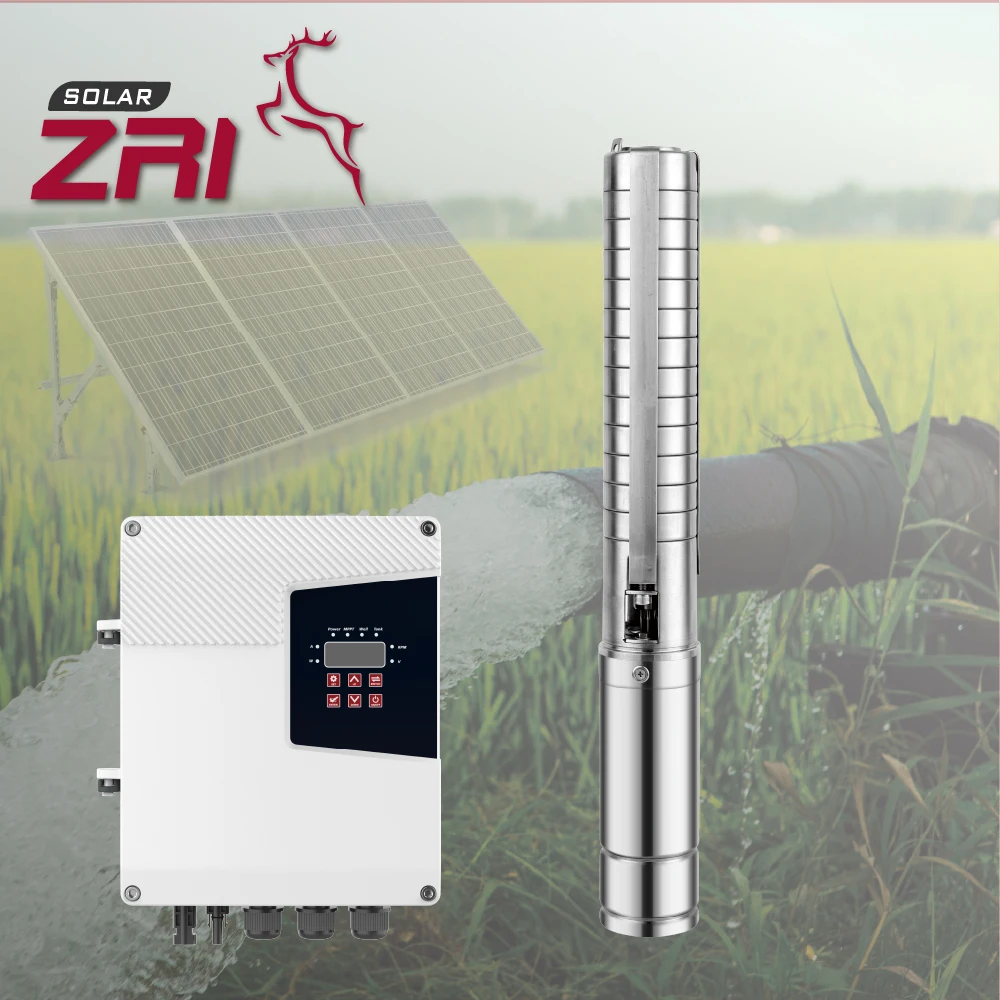 1.5HP 3 Inch 4.8 Cubic Meters Flow 112 Meters Range Deep-well Centrifugal Stainless Steel Solar Water Pump