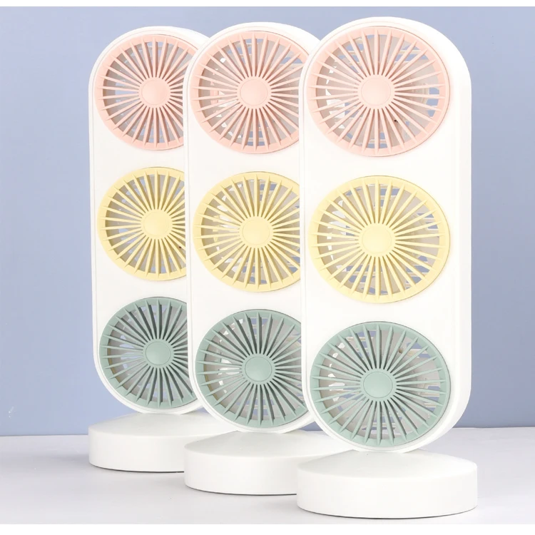 2022 Hot Selling desk fan battery rechargeable fan Three-Head electric motor cooling blade  Folding Fan