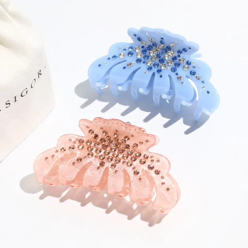 XinMei plastic acrylic acetate large claw hair clips crystals resin jumbo hair claw jaw clip for women thick hair xxl hairclamp