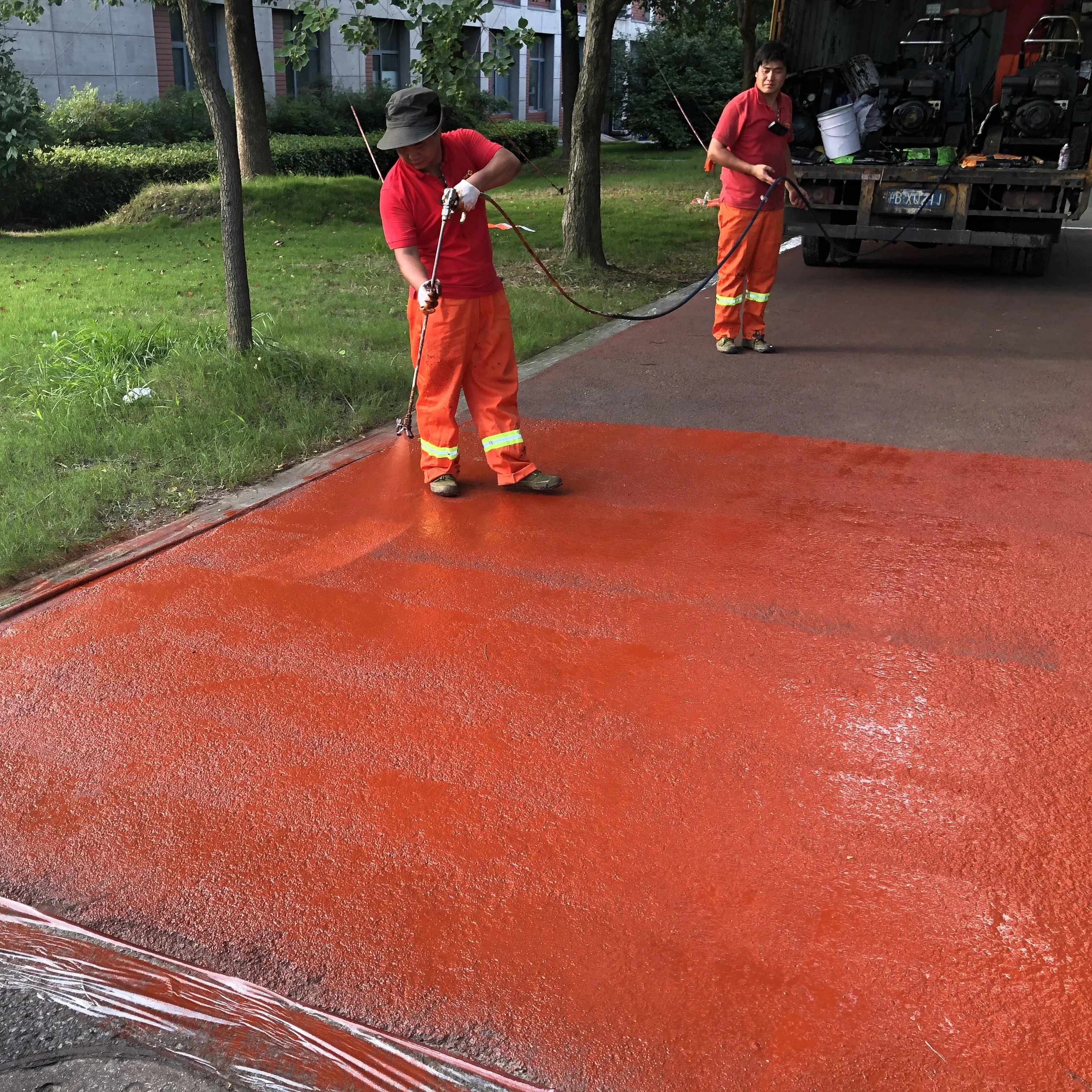 Low maintenance cost color asphalt pavement sealer for bitumen road pavement
