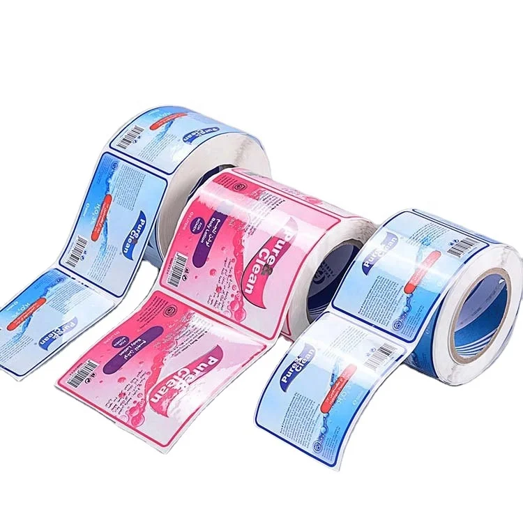Customized high quality glossy lamination waterproof transparent PET cosmetic plastic sticker with white backing