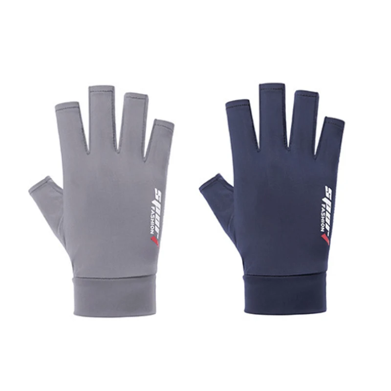 
Nylon Ice Silk Fingerless Gloves Fishing Outdoor Sunscreen Breathable Stretch Glove Lightweight Cycling Bike Gloves Summer 
