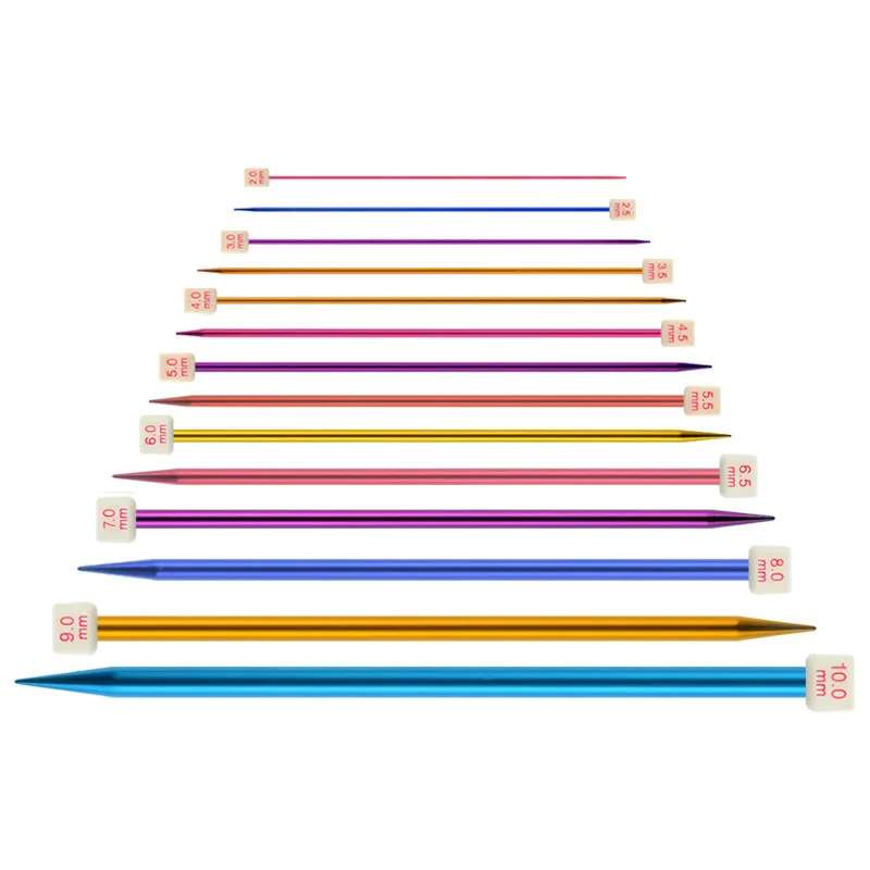 Colorful Ergonomic Single Pointed Sweater Straight Needle Crochet Hook Knitting Needle Set