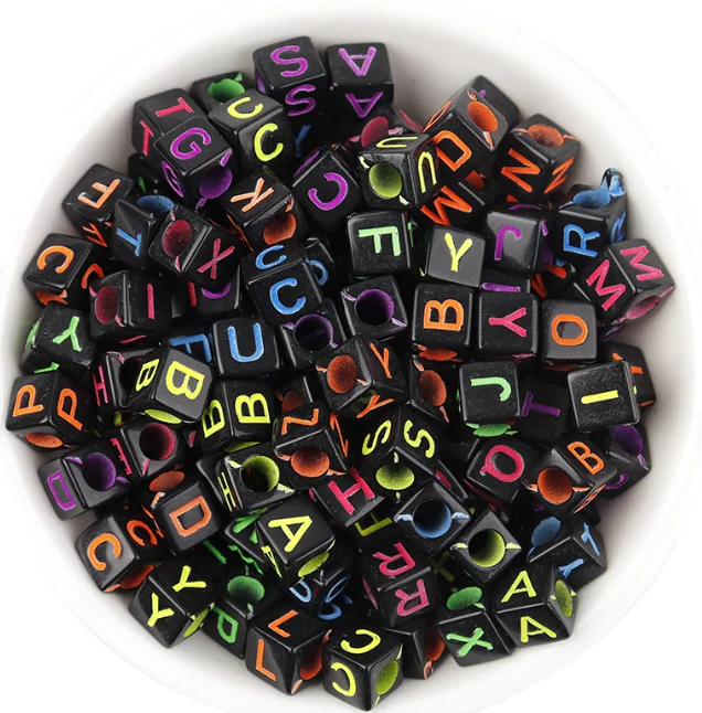 100pcs/pack English letter bead  Solid Alphabet Acrylic Beads Big Hole Silicone Beads for Handmade Making