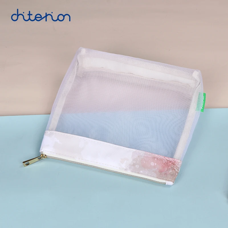 Customized durable black mesh bags makeup bags cosmetic travel storage bags pencil case mesh zipper pouch fashion picture