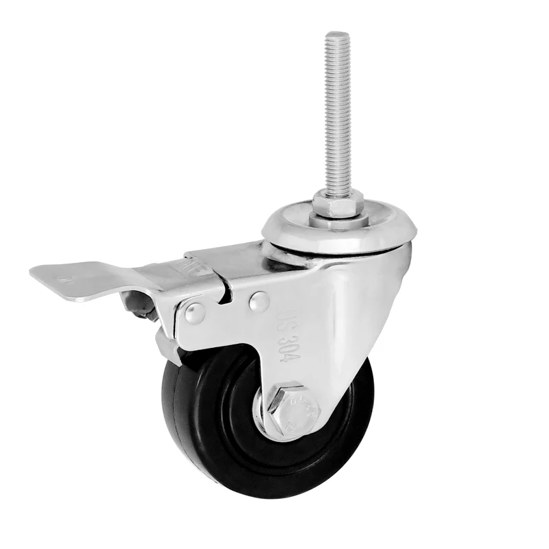 Black inch 4 inch 5 inch 6 inch/nylon/stainless steel rubber rotary Heavy duty casters Industrial casters corrosion resistant wi