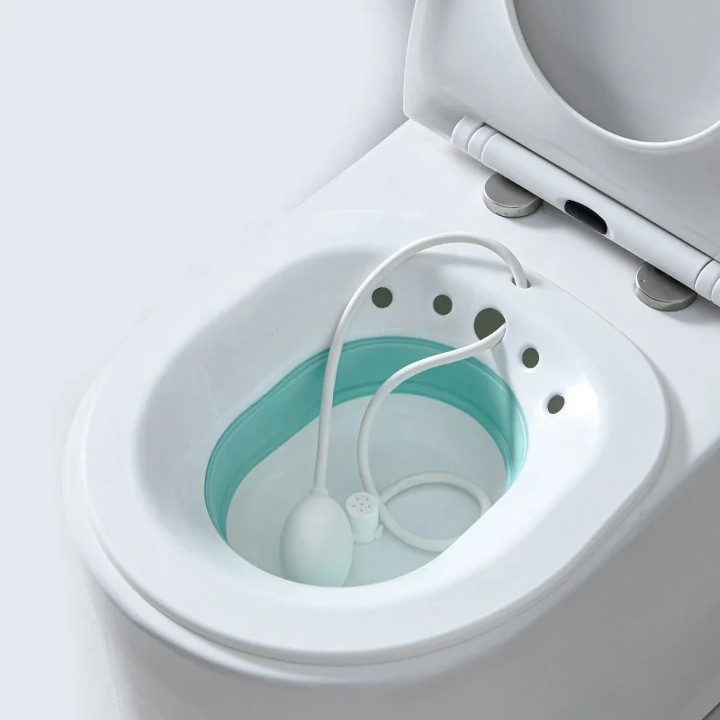 Collapsible yoni Sitz Bath for Toilet steam Seat sitting bath to Treat Postpartum Wounds,Hemorrhoids, Perineal Care with Flusher