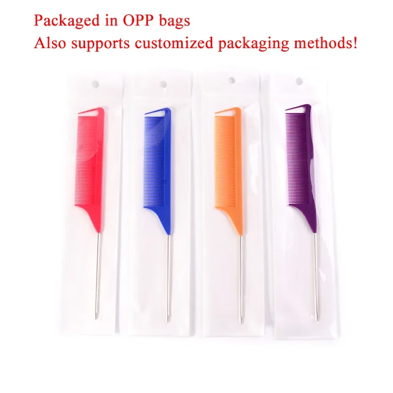 Wholesale Salon Hairdressing Rat Tail Comb Anti Static Heat Resistant Parting Hair Comb Metal Pin Tail Carbon Braiding Comb