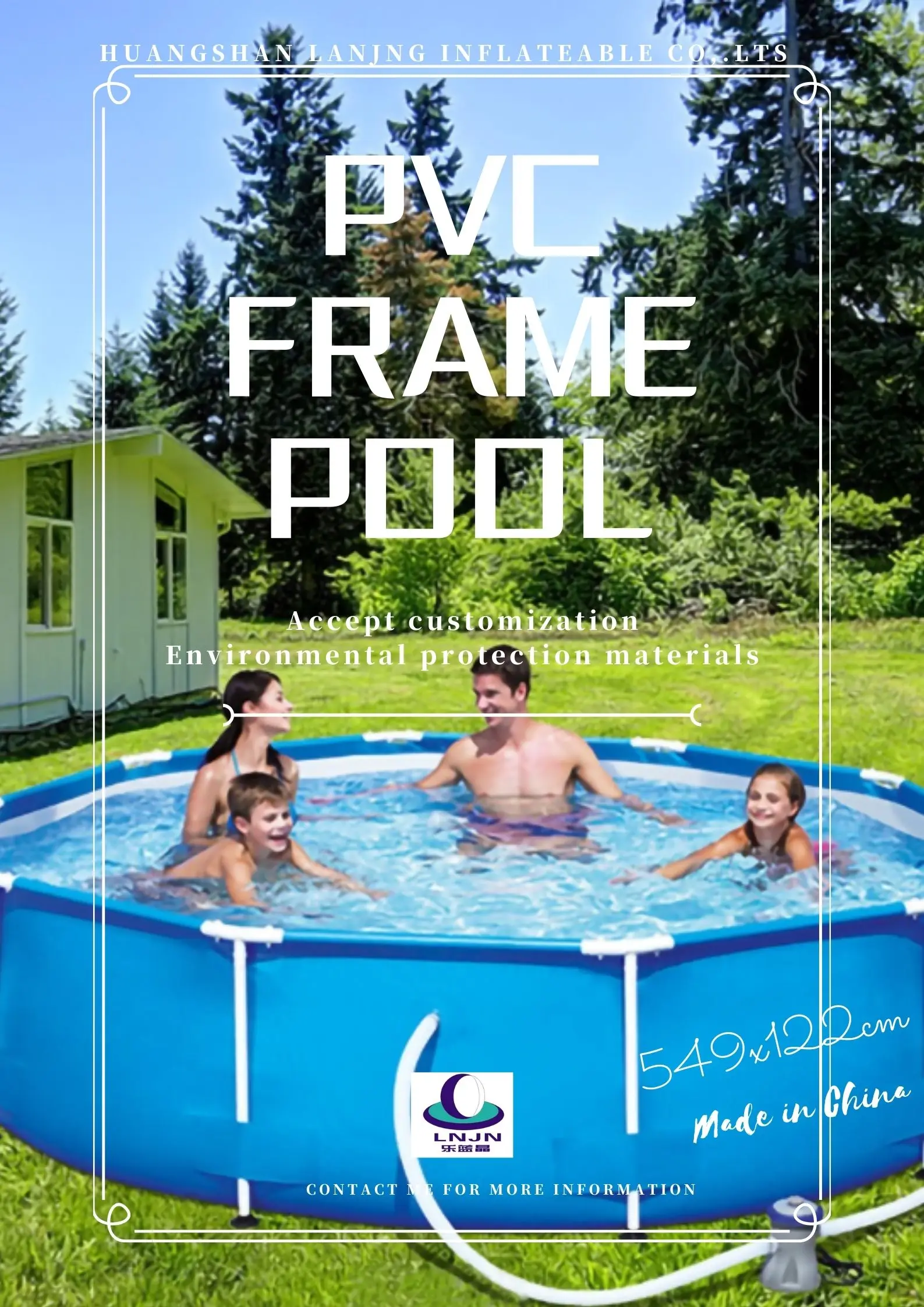 Hot selling above ground outdoor customized/sur mesure pvc steel frame swimming pools manufacturer