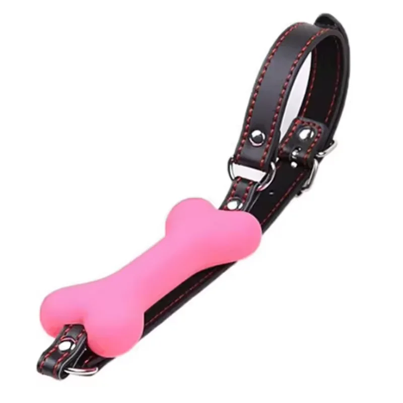 Hot Selling Bondage Silicone Leather Dog Bones Gag Mouth Pet Bone Bite Ball Gag Fetish Slave Restraints Sex Toy For Adult Couple