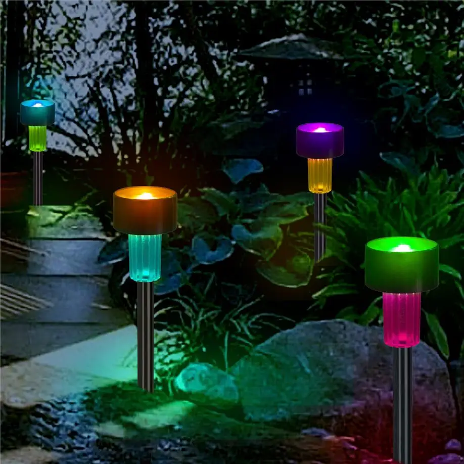 
Stainless Steel RGB Color Changing Solar Garden Lawn Decorative Stake Light for outdoor, pathway, garden 
