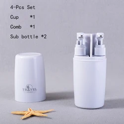 Promotion travel gift item 4 in 1 business gift set with comb sub bottles tooth brushing cup