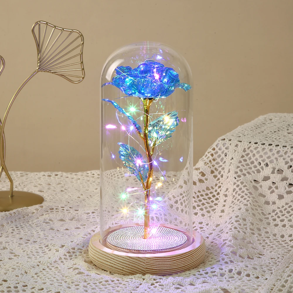 Wholesale  glass dome for roses with led light decoration for wedding event