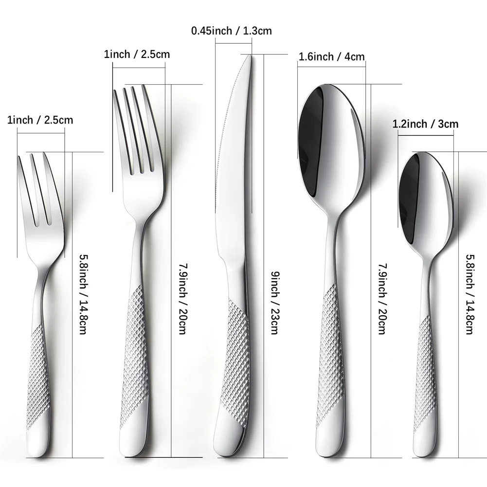 AOOSY Luxury Silver Golden Metal Cutlery Set for Royal Wedding,Stainless Steel Titanium Gold Black Fine Flatware Silverware Set