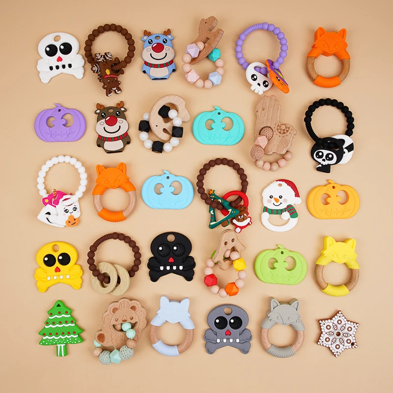 OEM ODM Manufacturer Silicone Baby Teethers Rubber Toy Chewable Teething Toys Silicone Baby Teether