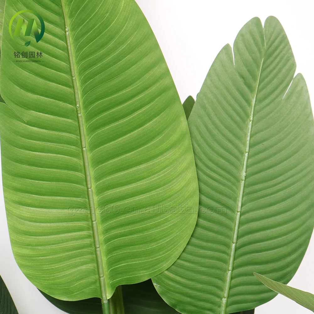 Home Decor Hot Sale Indoor Artificial Green Banana Plants Plastic Big Leaves Potted Plant Artificial Traveler Banana Tree