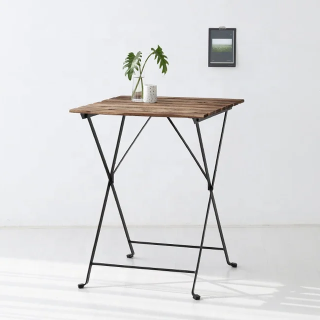 Garden Furniture  Wood Batten Metal Frame Folding Table Chair Set