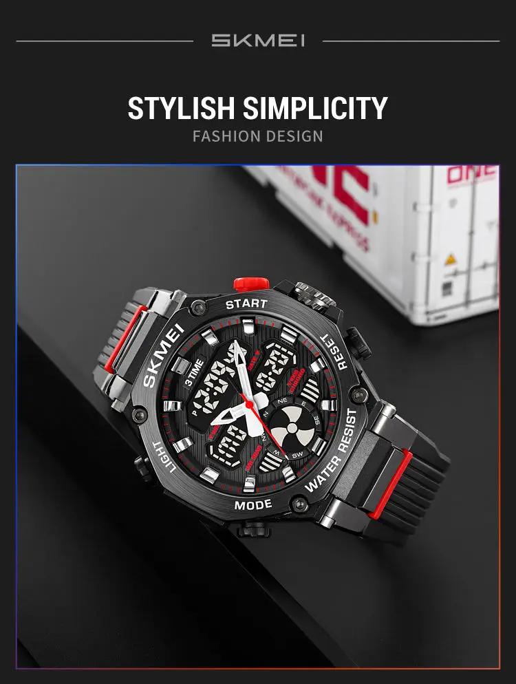 Skmei 2223 custom face  gents quartz watch stylish Silicone band double display Chronograph character business wrist watch