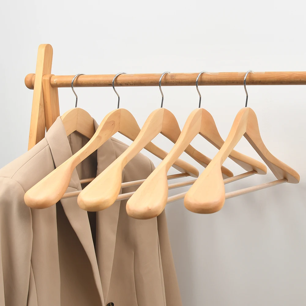Wholesale Brand Wooden Coat Hanger Custom LOGO Display Luxury Wood Suit Hangers for Clothes
