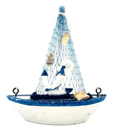 Cute Mini Sailing Boat Model Nautical Home Decor Cloth Sailboat Model Flag Table Ornament Wood Crafts