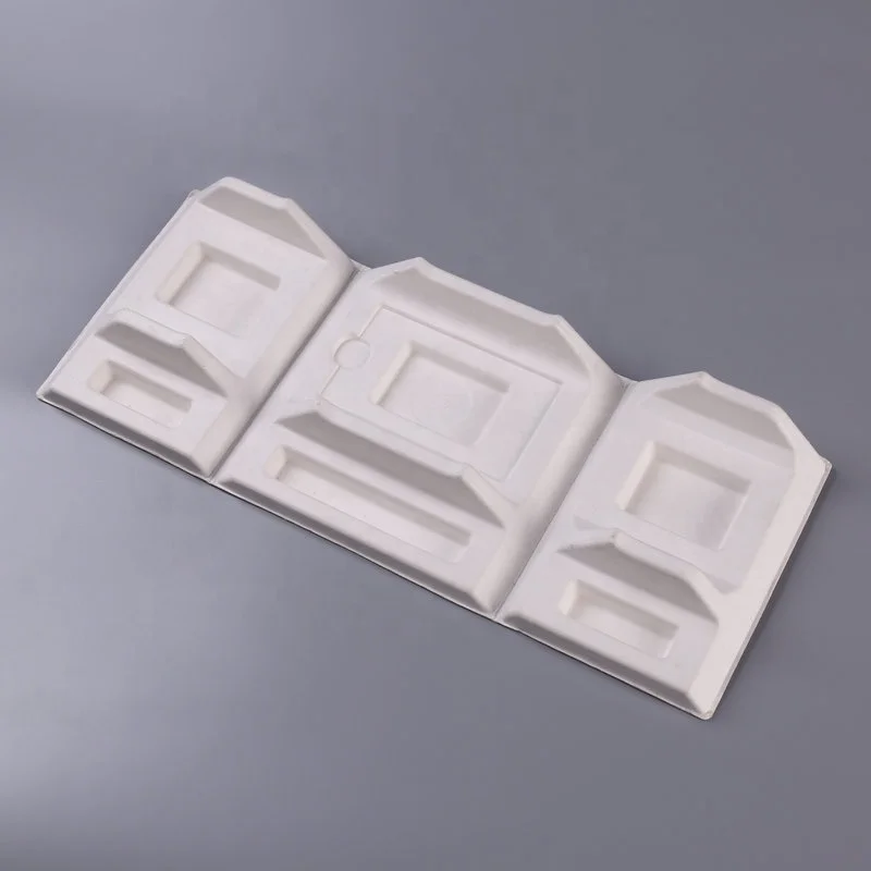Biodegradable Paper Pulp Insert Foldable Tray For Disposable Packaging Custom Eco Inner