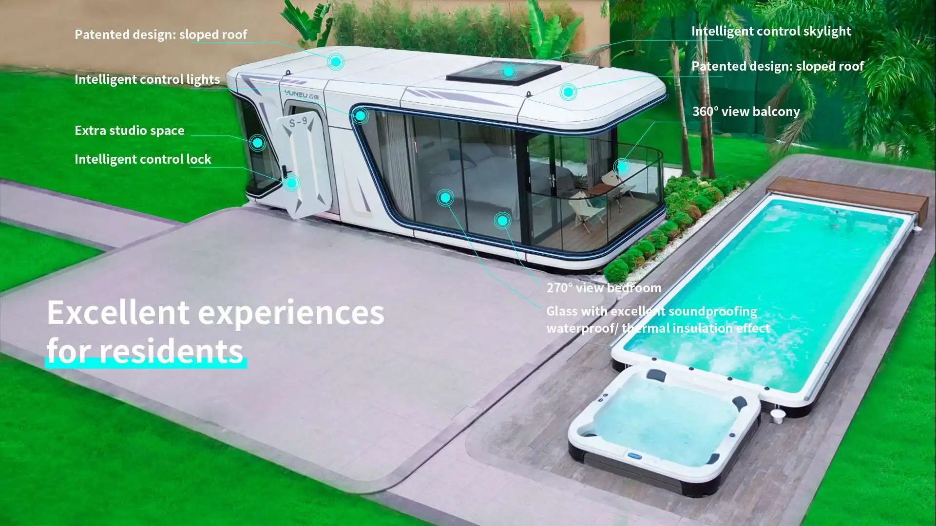 New Design Luxury Prefab Modular Cabin Movable Home Garden Pod Small Hotel Capsule House
