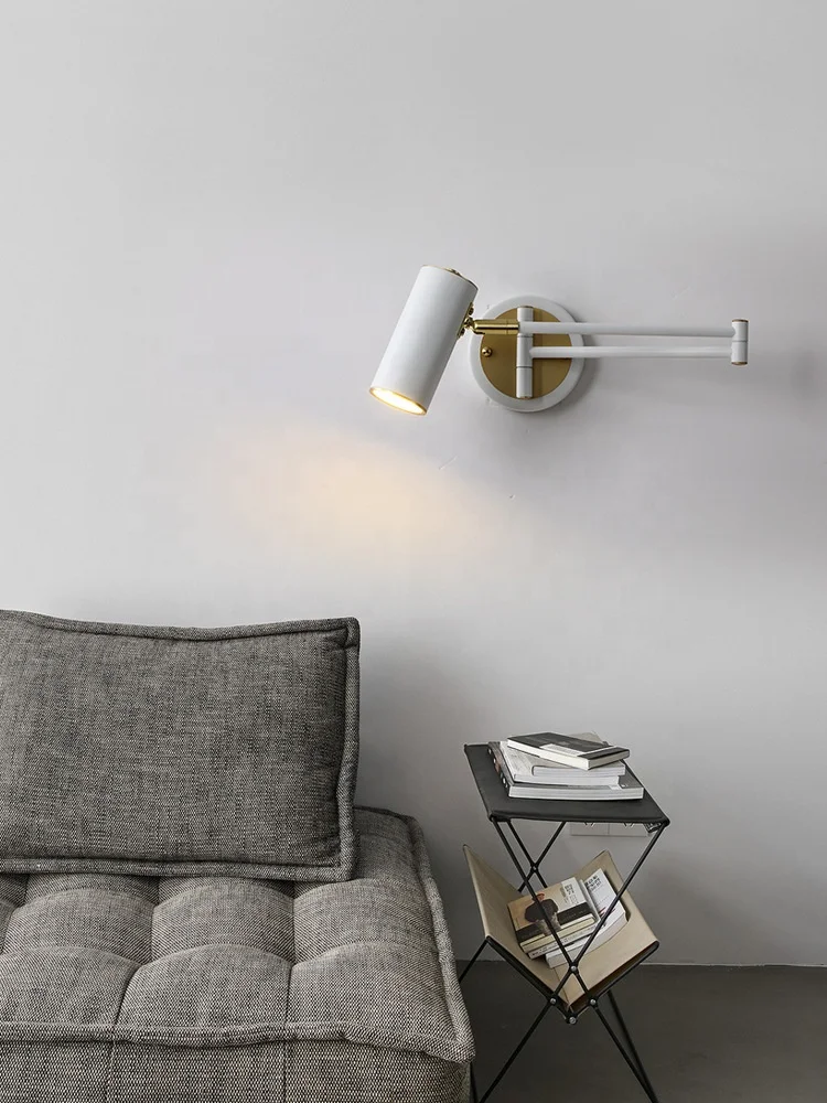 Wall Lighting Swing Arm Adjustable Wall Sconce Wall Lamp for Bedside American Telescopic Rotating Folding Fixtures 1 Light Metal