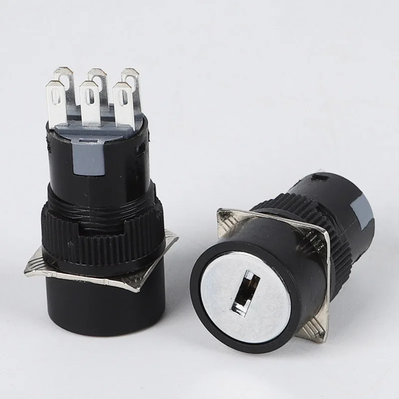 High Quality 16MM Key Switch 1NO1NC 2NO2NC Safety 2 / 3 Position Electronic Key Lock Switch