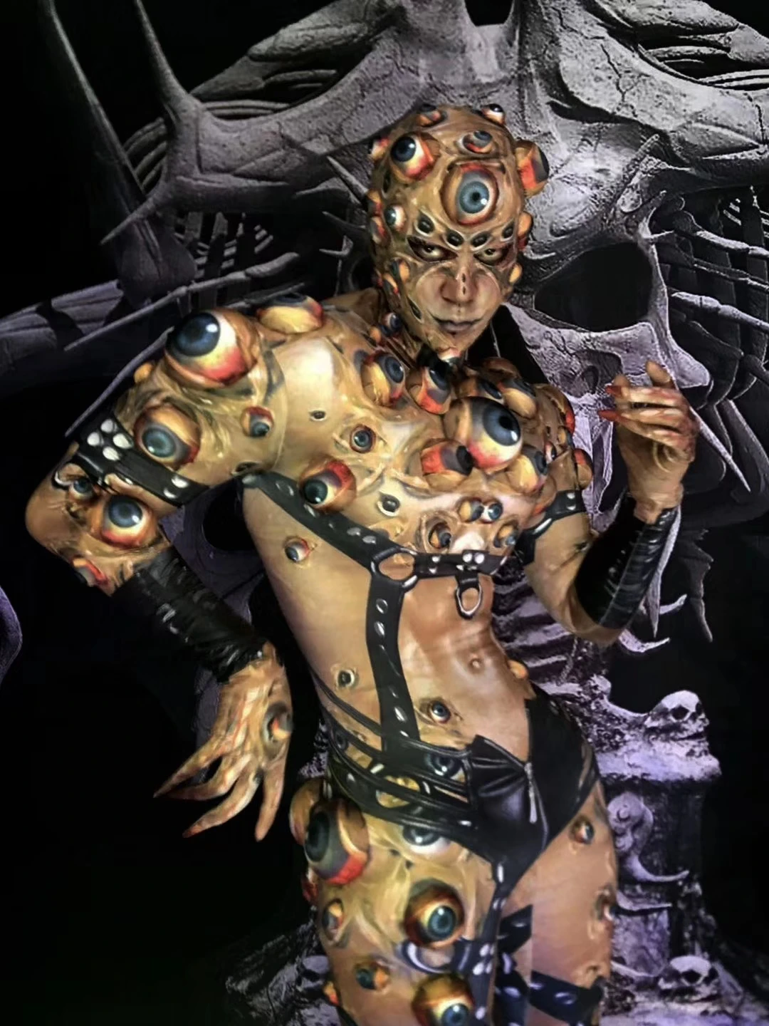 Personality Stretch Terror Eyeball Rompers Club Halloween Party Men Jumpsuit Monster Cosplay Costumes Performance Stage Costume