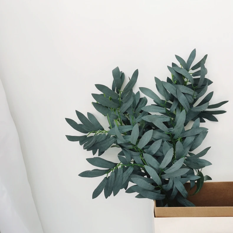 Artificial leaves stems branches plastic eucalyptus leaves pick plastic faux greenery plant branches