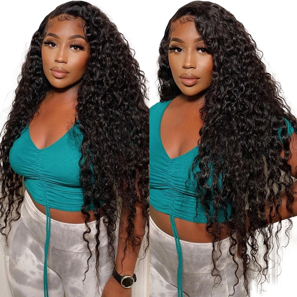 Pre Pluck Brazilian Virgin Cuticle Aligned double drawn Deep wave 360 frontal Lace front human hair wigs