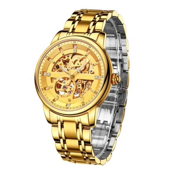 2022 модные наручные часы-скелетоны из нержавеющей стали новый дизайн механические часы goldlis для