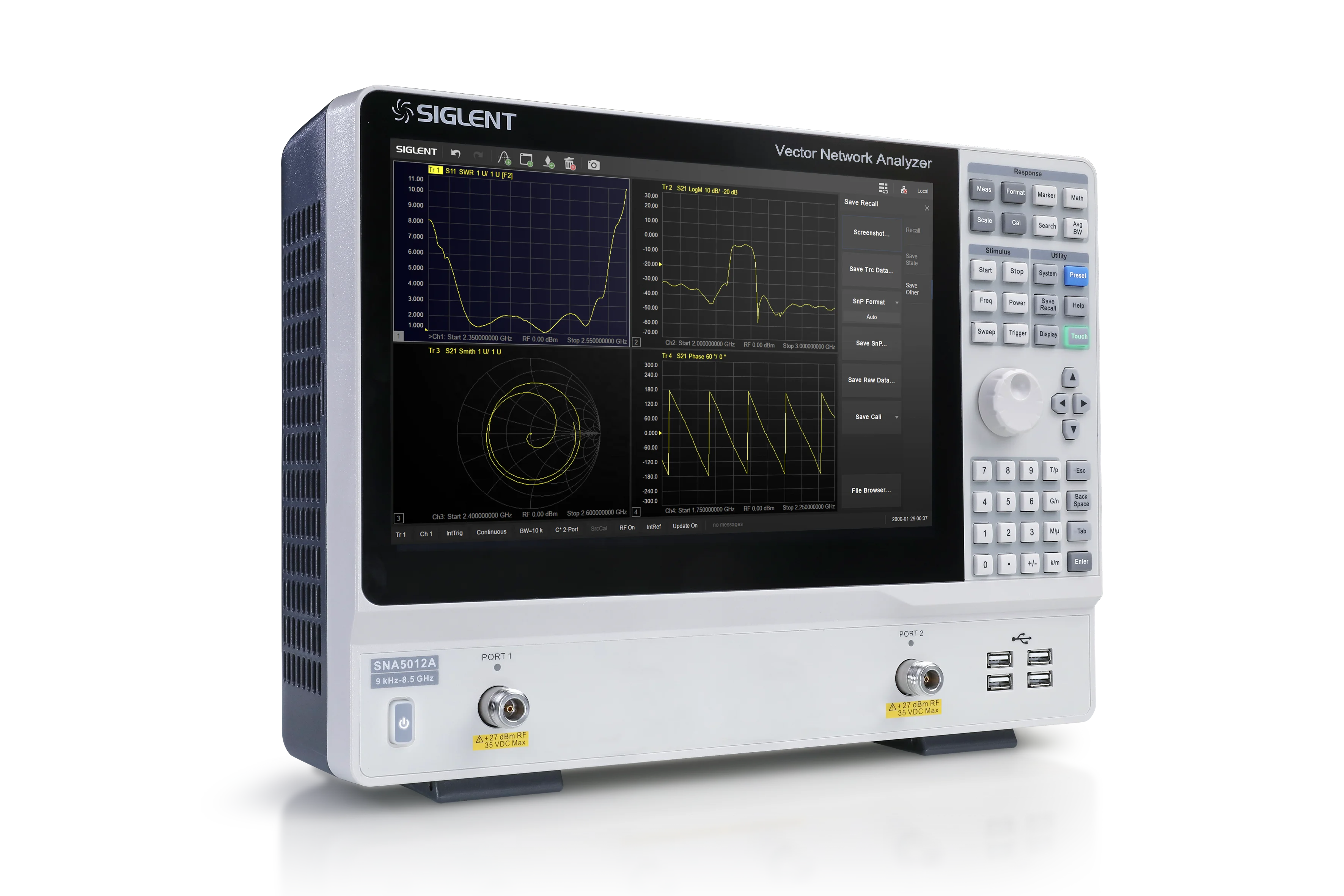 Siglent SNA5012A Vector Network Analyzer Frequency range: 9 kHz ~ 8.5 GHz Two-ports