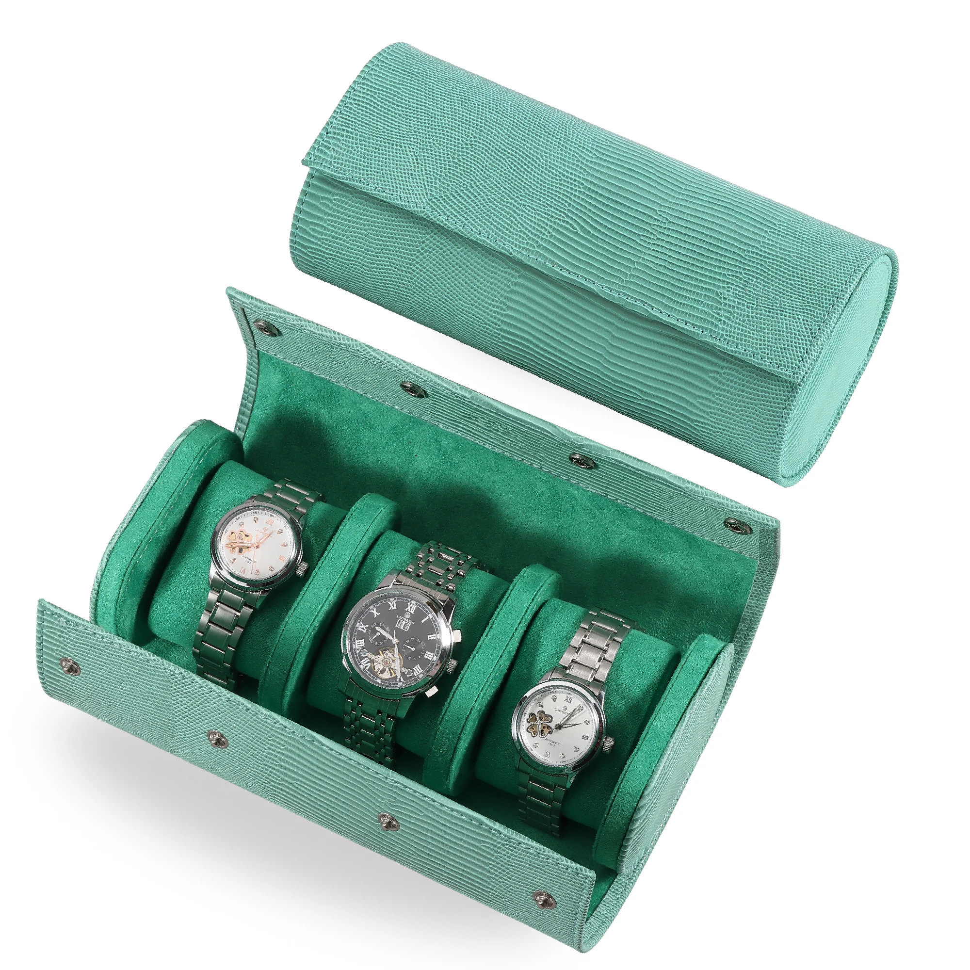 Luxury 3-Slot PU Leather Watch Roll Case with Custom Logo Luxury Storage Box for Travel and Watch Bands