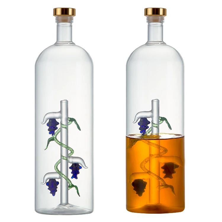 High borosiicate empty glass grape bottles 750 ml glass vodka wine tequila whiskey bottle spirits liquor bottles with grape