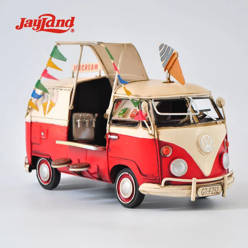Vintage metal handmade camper bus model