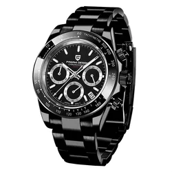 Business men multi function chronograph wristwatch with waterproof 30M stainless steel  band watch butterfly buckle