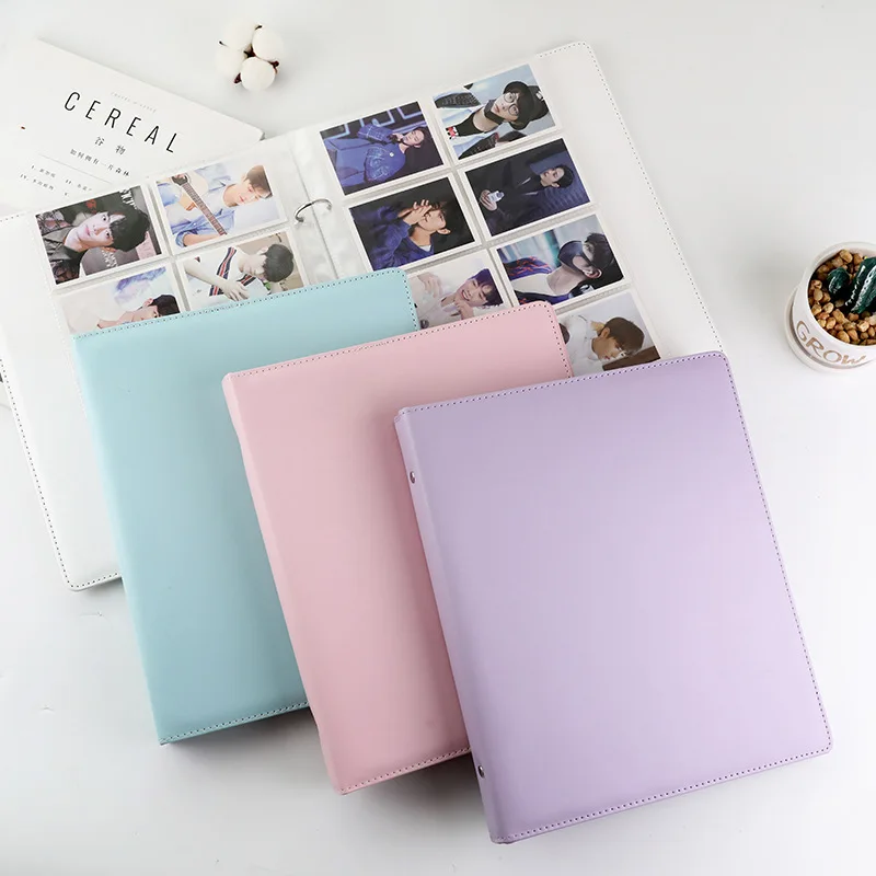 Large PU Leather Case Binder Photo Album Solid Color Collect Book for Photo 3 Inch Pictures Fujifilm Instax Mini Films