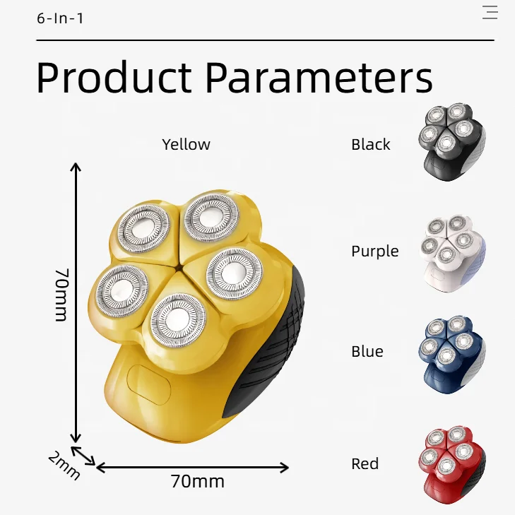 5D Head Shaver Face Electric Razor Hair Removal Shaving Machine Facial Hair Removal Head Shavers For Bald Men