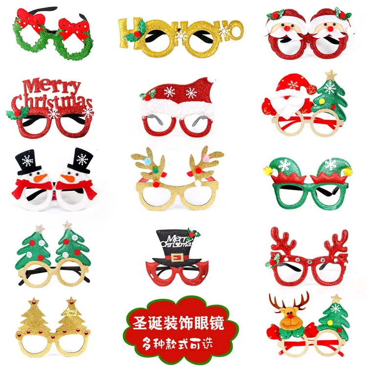 Christmas Party Style Glasses for Decoration Creative Santa Snowman Tree Bow Funny ChristmasDay Family Glasses Frame